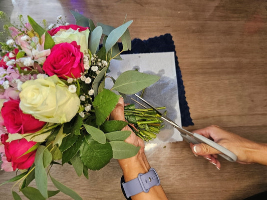 A picture of preparing the flowers for resin preservation