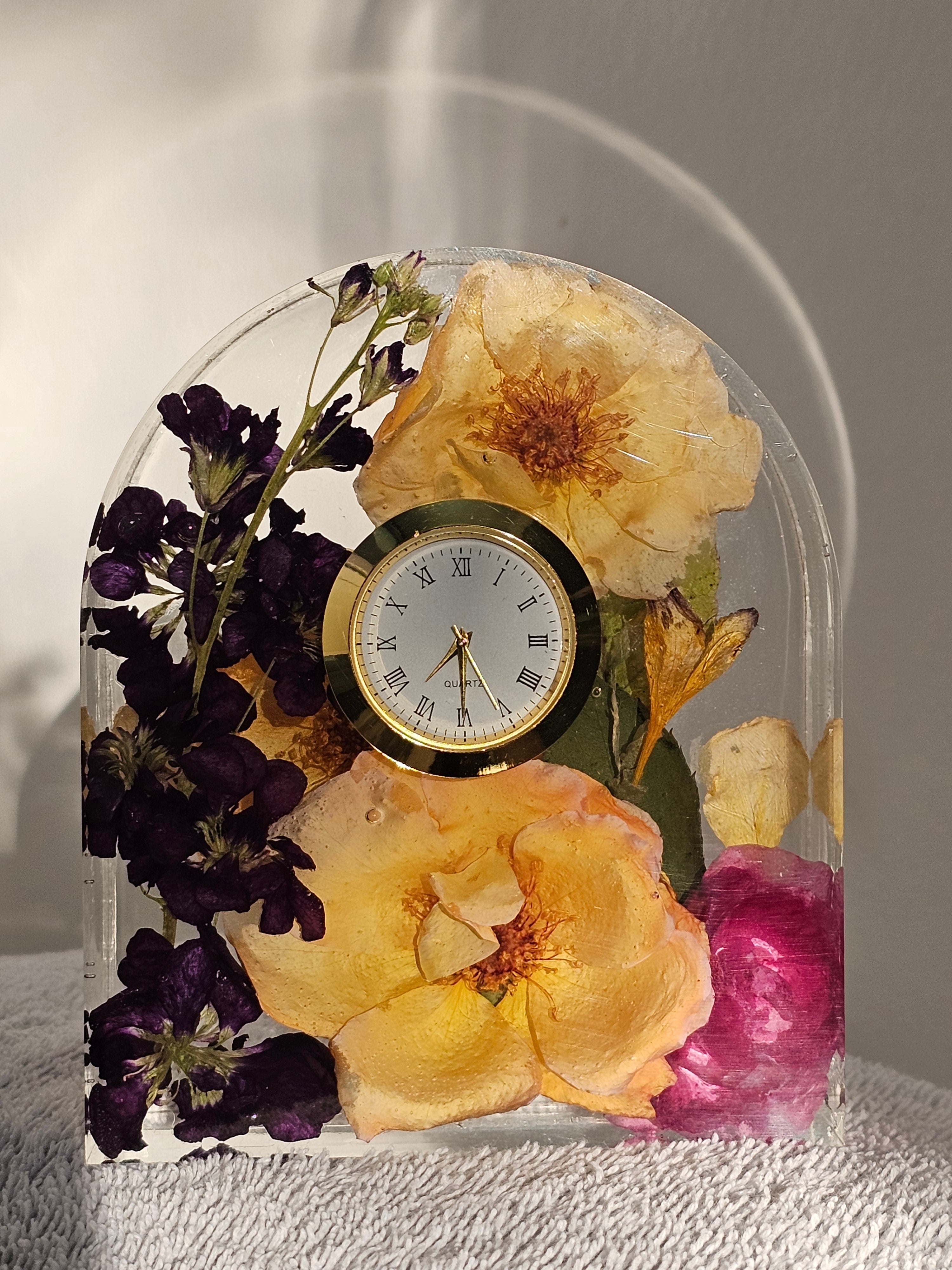 Wedding flower preservation resin clock – bespoke keepsake by Alma Makes UK